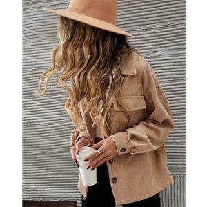Boho khaki button down corduroy jacket